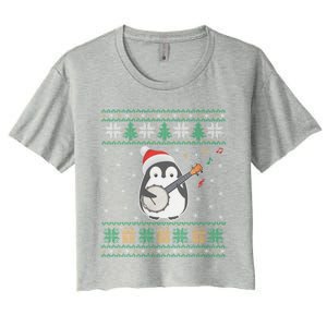 Banjo Ugly Christmas Sweater Penguin Xmas Family Matching Cute Gift Women's Crop Top Tee