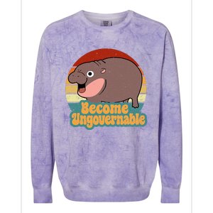 Become Ungovernable Cute Baby Hippo Moo Deng Funny Saying Colorblast Crewneck Sweatshirt