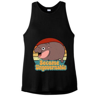 Become Ungovernable Cute Baby Hippo Moo Deng Funny Saying Ladies PosiCharge Tri-Blend Wicking Tank