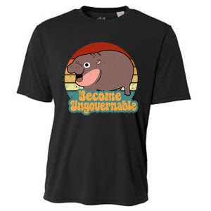 Become Ungovernable Cute Baby Hippo Moo Deng Funny Saying Cooling Performance Crew T-Shirt