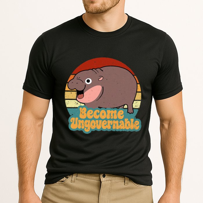 Become Ungovernable Cute Baby Hippo Moo Deng Funny Saying Cooling Performance Crew T-Shirt