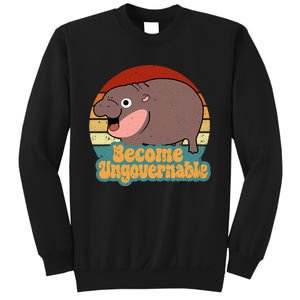 Become Ungovernable Cute Baby Hippo Moo Deng Funny Saying Sweatshirt