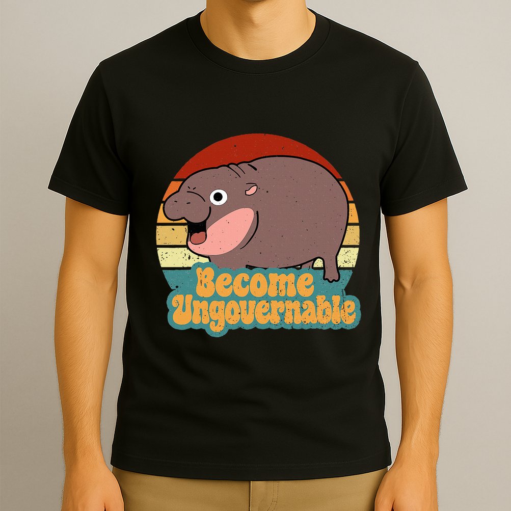 Become Ungovernable Cute Baby Hippo Moo Deng Funny Saying T-Shirt