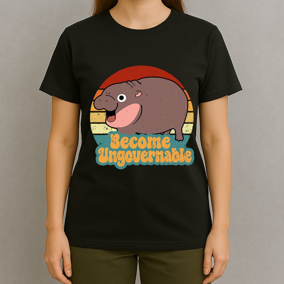Become Ungovernable Cute Baby Hippo Moo Deng Funny Saying T-Shirt