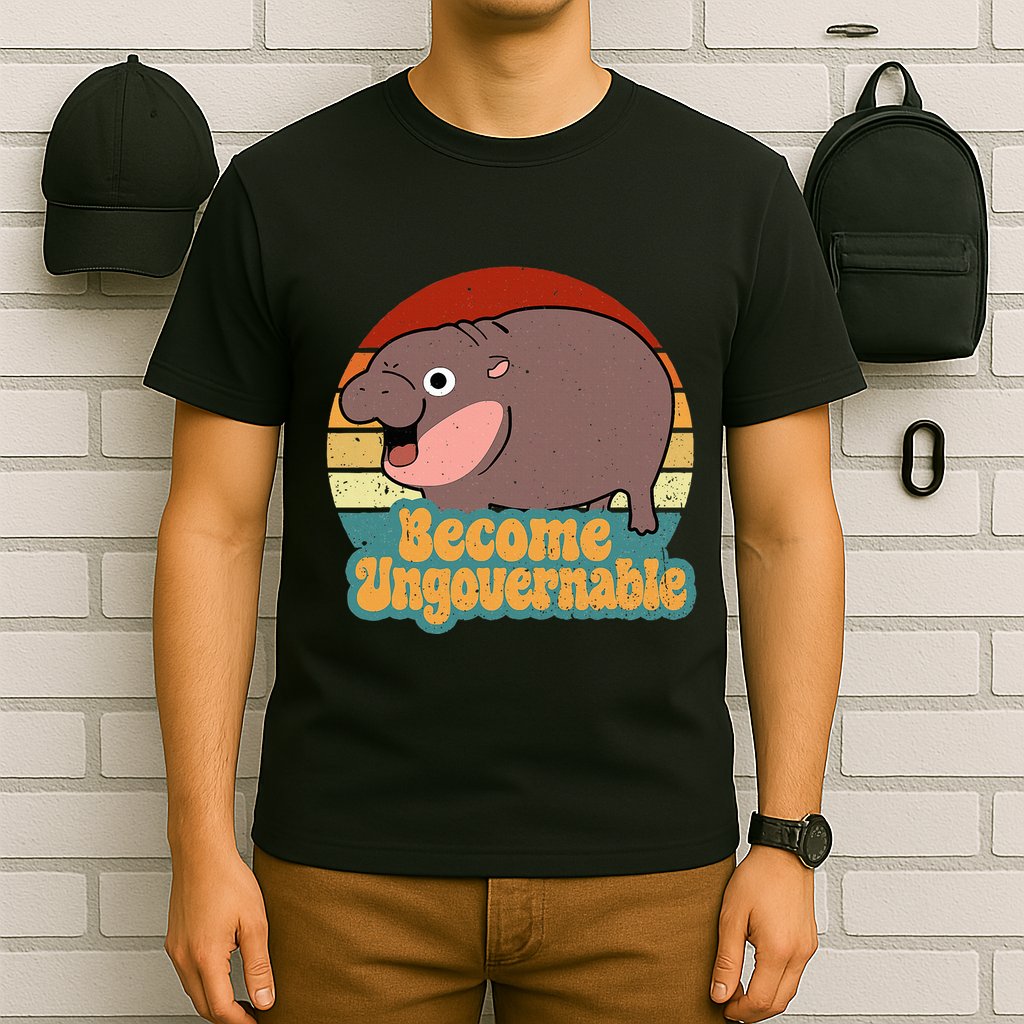 Become Ungovernable Cute Baby Hippo Moo Deng Funny Saying T-Shirt