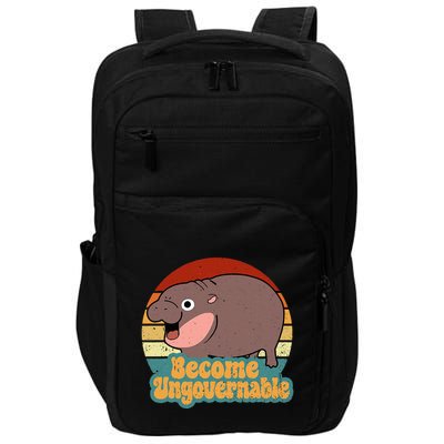 Become Ungovernable Cute Baby Hippo Moo Deng Funny Saying Impact Tech Backpack