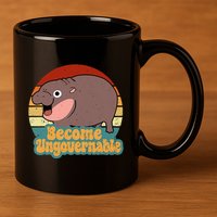 Become Ungovernable Cute Baby Hippo Moo Deng Funny Saying 11oz C Handle Ceramic Mug