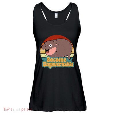 Become Ungovernable Cute Baby Hippo Moo Deng Funny Saying Ladies Essential Flowy Tank