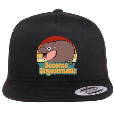 Become Ungovernable Cute Baby Hippo Moo Deng Funny Saying Flatbill Hat