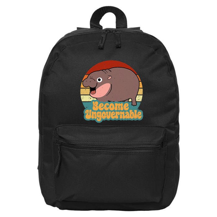 Become Ungovernable Cute Baby Hippo Moo Deng Funny Saying 16 in Basic Backpack