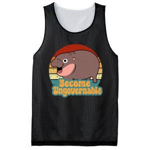 Become Ungovernable Cute Baby Hippo Moo Deng Funny Saying Mesh Reversible Basketball Jersey Tank