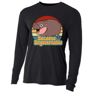 Become Ungovernable Cute Baby Hippo Moo Deng Funny Saying Cooling Performance Long Sleeve Crew