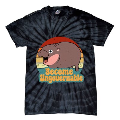 Become Ungovernable Cute Baby Hippo Moo Deng Funny Saying Tie-Dye T-Shirt