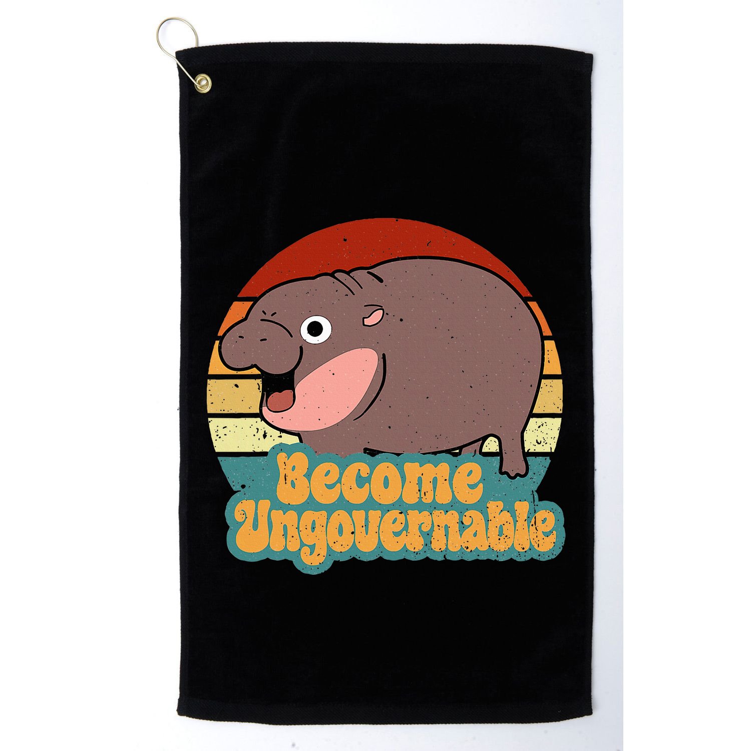 Become Ungovernable Cute Baby Hippo Moo Deng Funny Saying Golf Towel