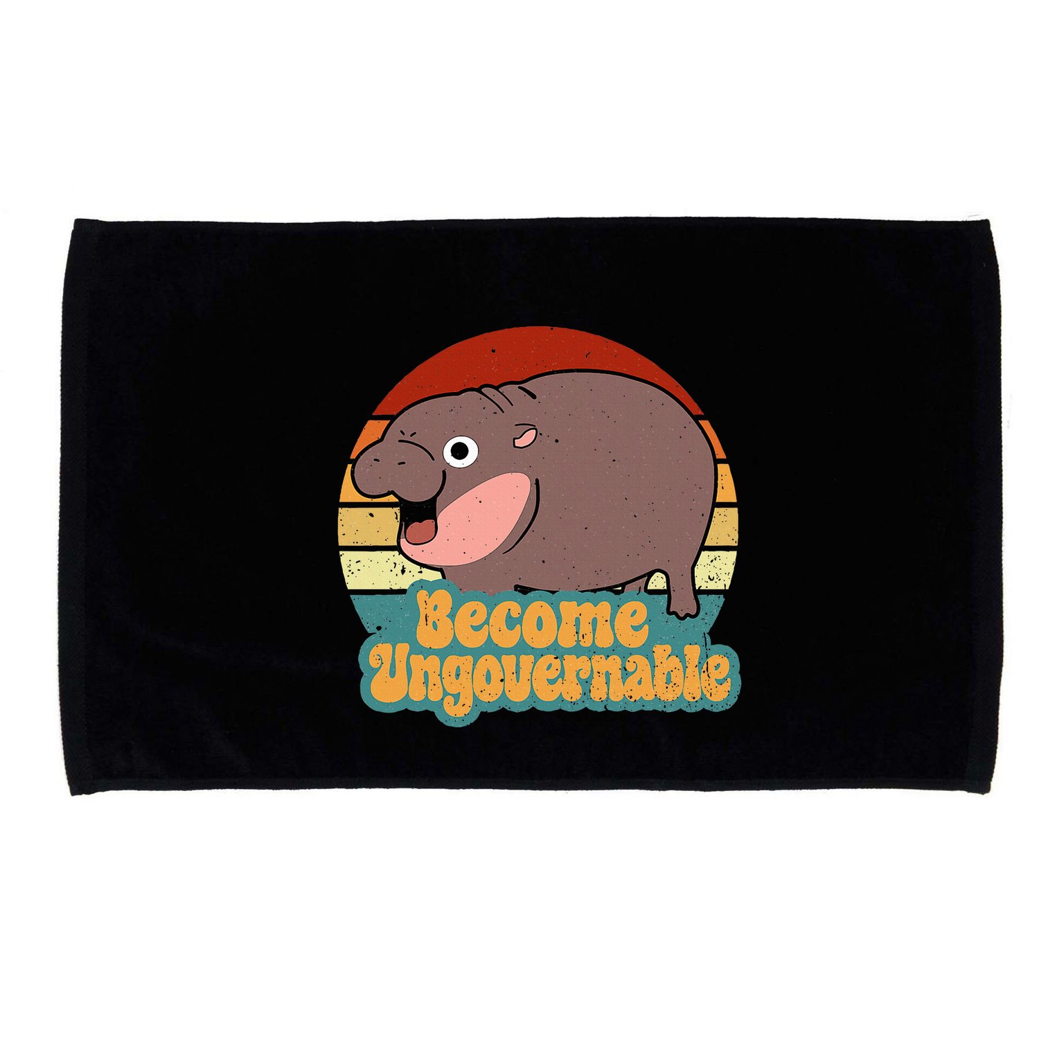Become Ungovernable Cute Baby Hippo Moo Deng Funny Saying Microfiber Hand Towel