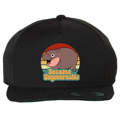 Become Ungovernable Cute Baby Hippo Moo Deng Funny Saying Wool Snapback Cap