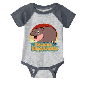 Become Ungovernable Cute Baby Hippo Moo Deng Funny Saying Infant Baby Jersey Bodysuit