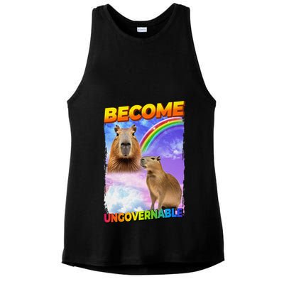 Become Ungovernable Capybara Capibara Pop Culture Ladies PosiCharge Tri-Blend Wicking Tank