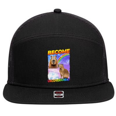 Become Ungovernable Capybara Capibara Pop Culture 7 Panel Mesh Trucker Snapback Hat