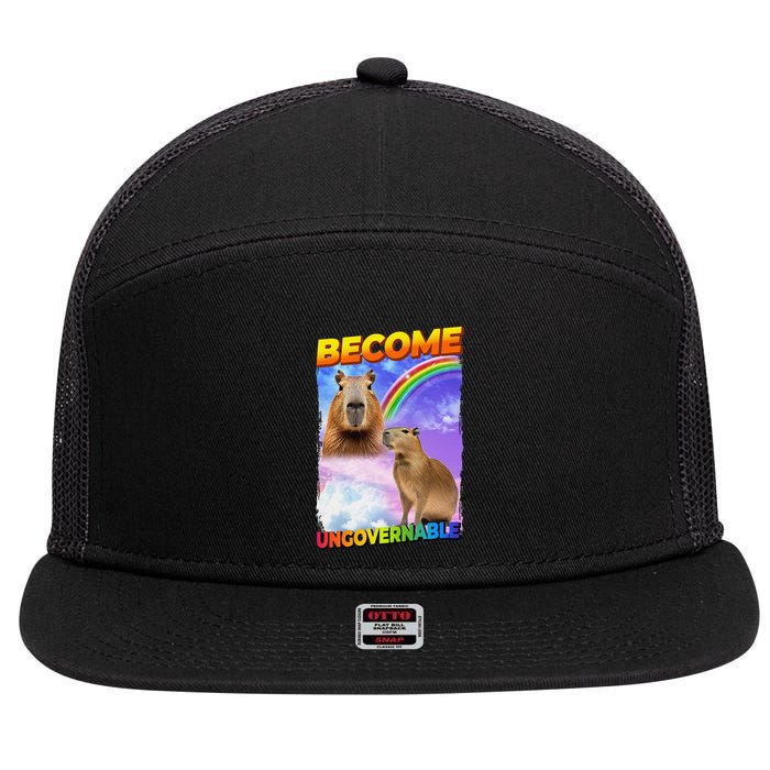 Become Ungovernable Capybara Capibara Pop Culture 7 Panel Mesh Trucker Snapback Hat