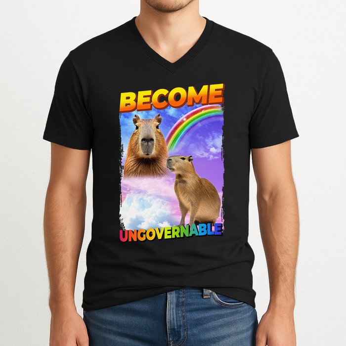 Become Ungovernable Capybara Capibara Pop Culture V-Neck T-Shirt