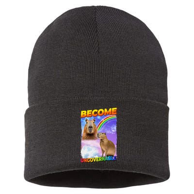 Become Ungovernable Capybara Capibara Pop Culture Sustainable Knit Beanie