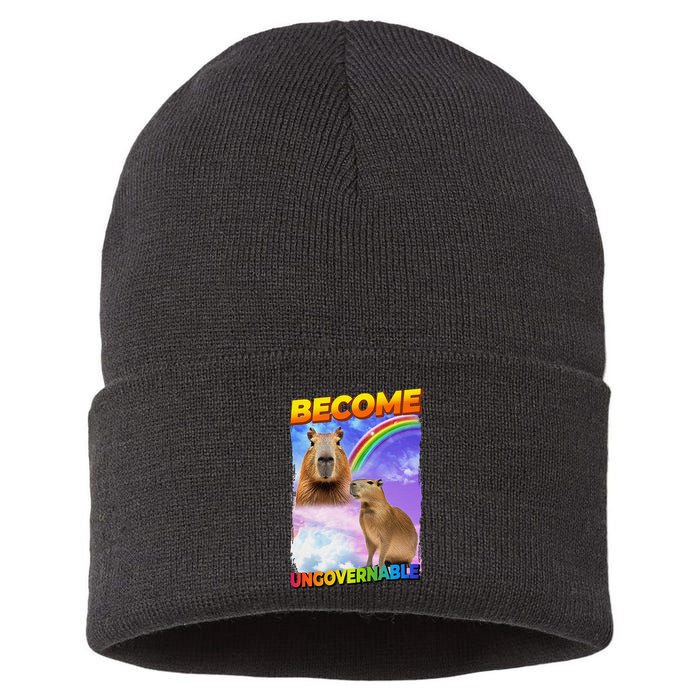 Become Ungovernable Capybara Capibara Pop Culture Sustainable Knit Beanie