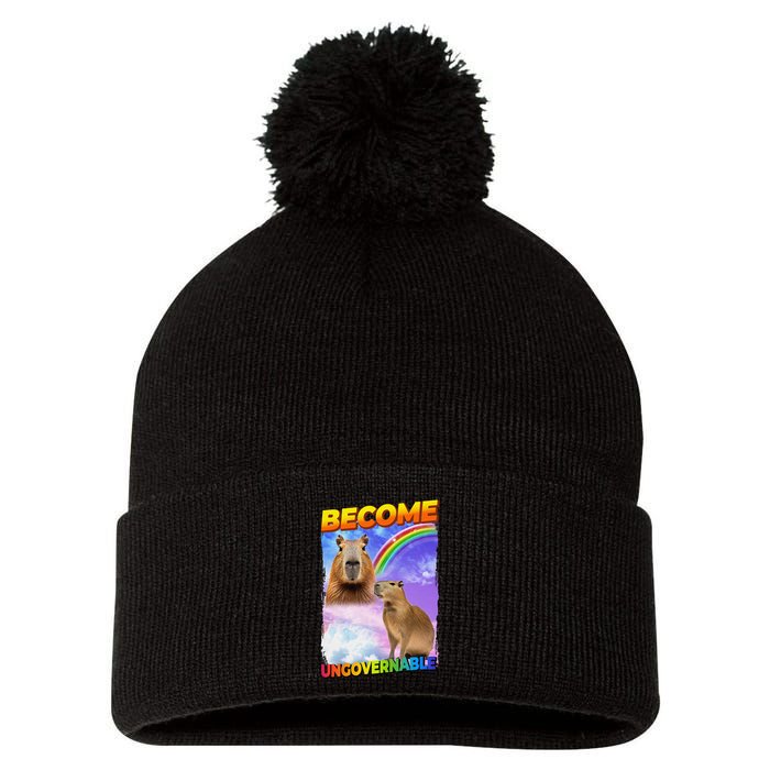 Become Ungovernable Capybara Capibara Pop Culture Pom Pom 12in Knit Beanie