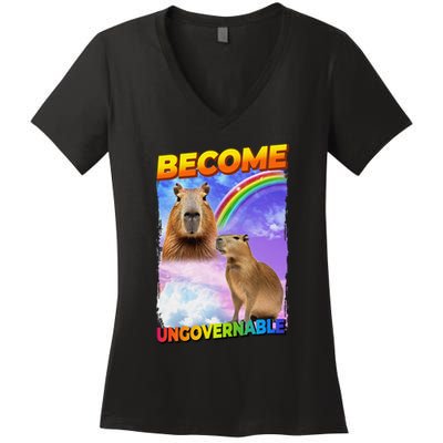 Become Ungovernable Capybara Capibara Pop Culture Women's V-Neck T-Shirt