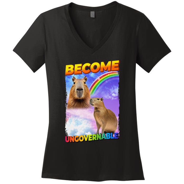 Become Ungovernable Capybara Capibara Pop Culture Women's V-Neck T-Shirt