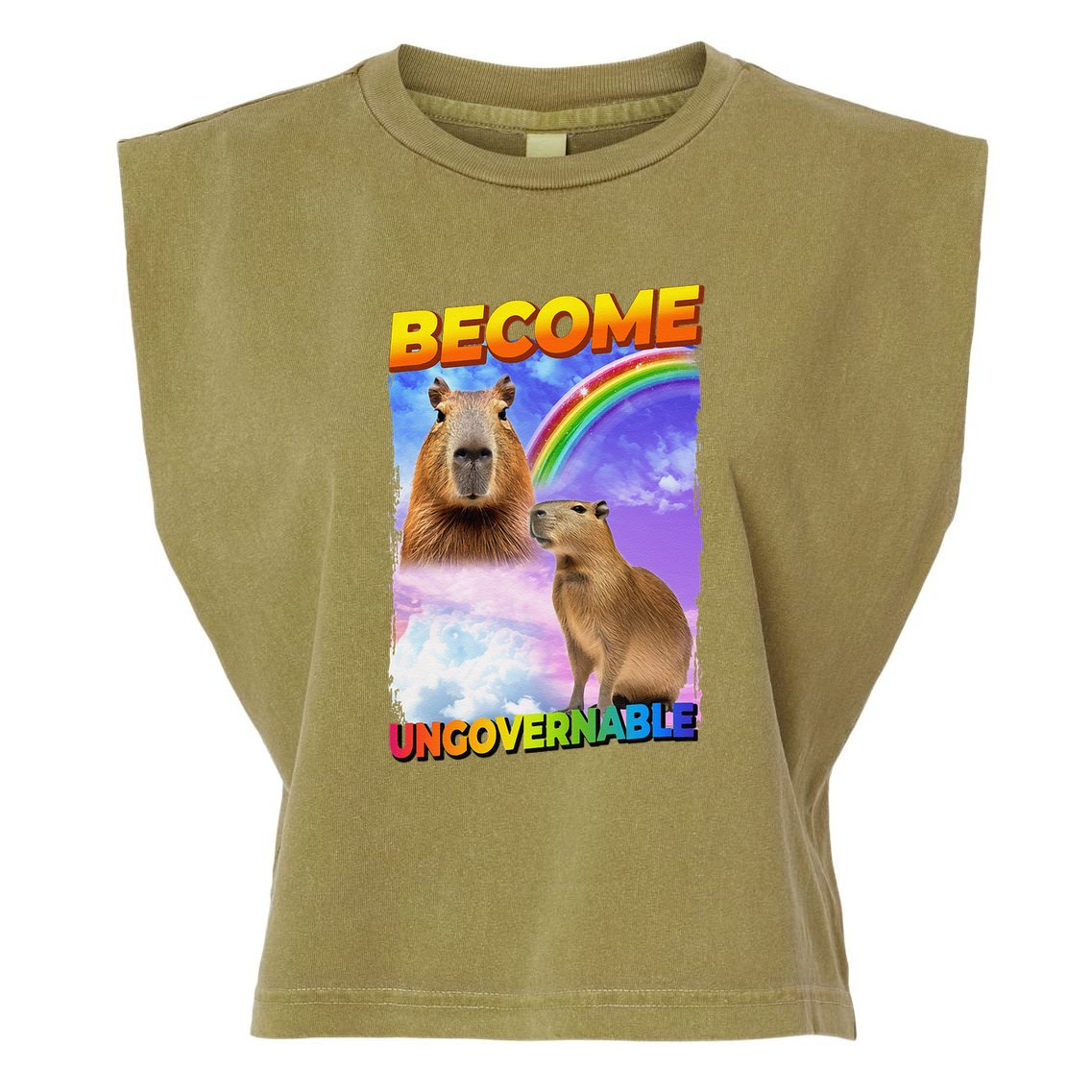 Become Ungovernable Capybara Capibara Pop Culture Garment-Dyed Women's Muscle Tee