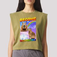 Become Ungovernable Capybara Capibara Pop Culture Garment-Dyed Women's Muscle Tee
