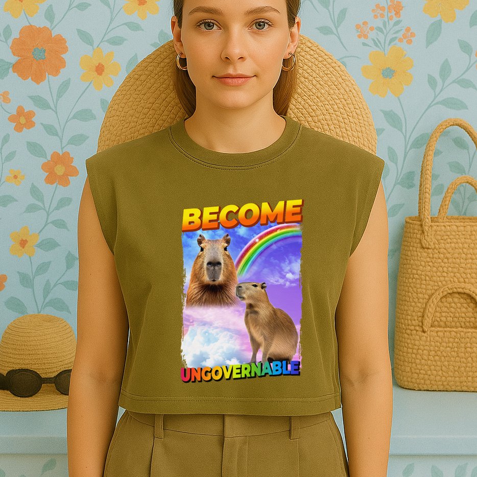 Become Ungovernable Capybara Capibara Pop Culture Garment-Dyed Women's Muscle Tee