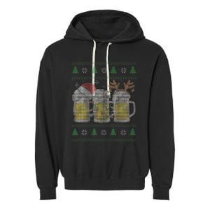 Beer ugly christmas sweater santa beer mugs ale lover xmas Garment-Dyed Fleece Hoodie