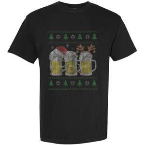 Beer ugly christmas sweater santa beer mugs ale lover xmas Garment-Dyed Heavyweight T-Shirt