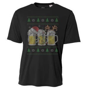 Beer ugly christmas sweater santa beer mugs ale lover xmas Cooling Performance Crew T-Shirt