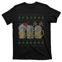 Beer ugly christmas sweater santa beer mugs ale lover xmas T-Shirt