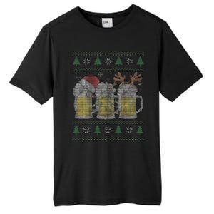 Beer ugly christmas sweater santa beer mugs ale lover xmas Tall Fusion ChromaSoft Performance T-Shirt