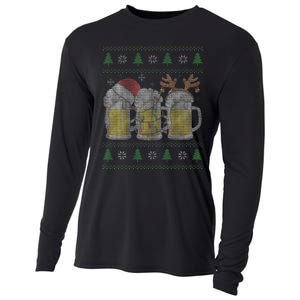 Beer ugly christmas sweater santa beer mugs ale lover xmas Cooling Performance Long Sleeve Crew