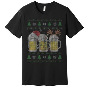 Beer ugly christmas sweater santa beer mugs ale lover xmas Premium T-Shirt