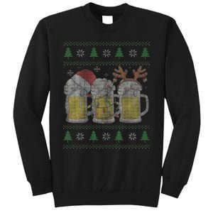 Beer ugly christmas sweater santa beer mugs ale lover xmas Tall Sweatshirt