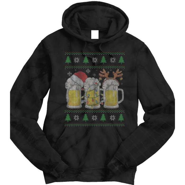 Beer ugly christmas sweater santa beer mugs ale lover xmas Tie Dye Hoodie