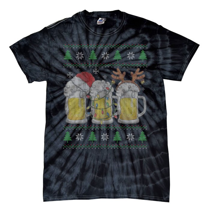 Beer ugly christmas sweater santa beer mugs ale lover xmas Tie-Dye T-Shirt