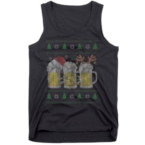 Beer ugly christmas sweater santa beer mugs ale lover xmas Tank Top