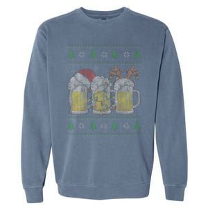 Beer ugly christmas sweater santa beer mugs ale lover xmas Garment-Dyed Sweatshirt