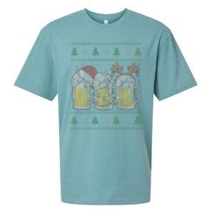 Beer ugly christmas sweater santa beer mugs ale lover xmas Sueded Cloud Jersey T-Shirt