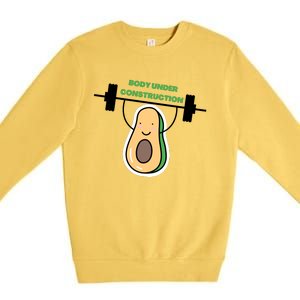 Body Under Construction Funny Motivational Workout Gym Lover Premium Crewneck Sweatshirt