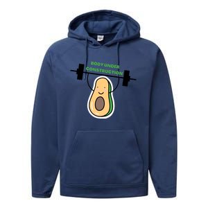 Body Under Construction Funny Motivational Workout Gym Lover Performance Fleece Hoodie