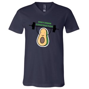 Body Under Construction Funny Motivational Workout Gym Lover V-Neck T-Shirt