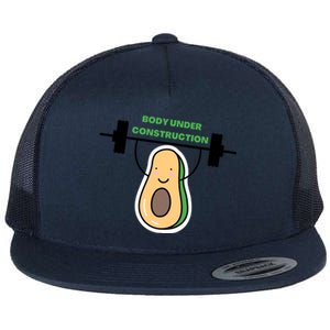 Body Under Construction Funny Motivational Workout Gym Lover Flat Bill Trucker Hat